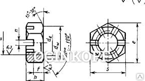 Фото Гайка корончатая низкая М16х1,5 ГОСТ 5919-70