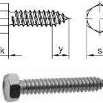 фото 4,8*16 шуруп острый, шестигр. голова, цинк DIN 7976